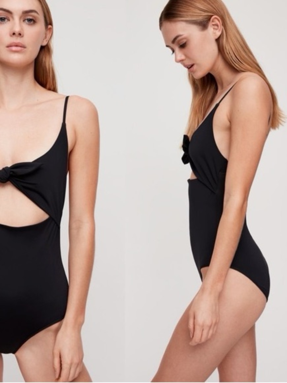 WILFRED BLACK CUTOUT ONE-PIECE SWIMSUIT XS